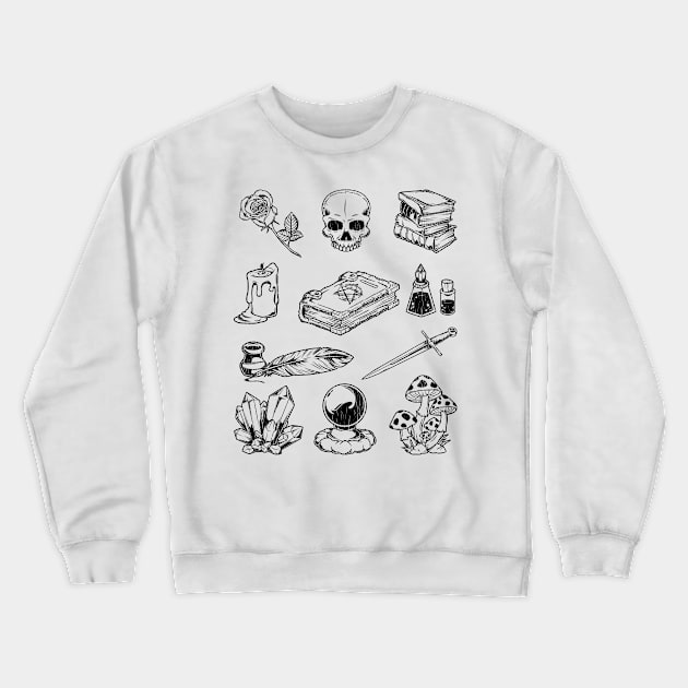 Objects of Witchcraft - Aestethic Witchcore Crewneck Sweatshirt by Modern Medieval Design